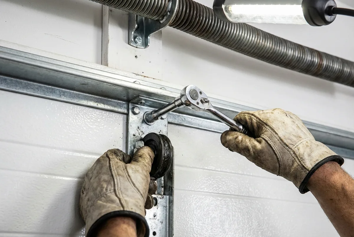Weber Garage Door technician performing a repair in Ogden